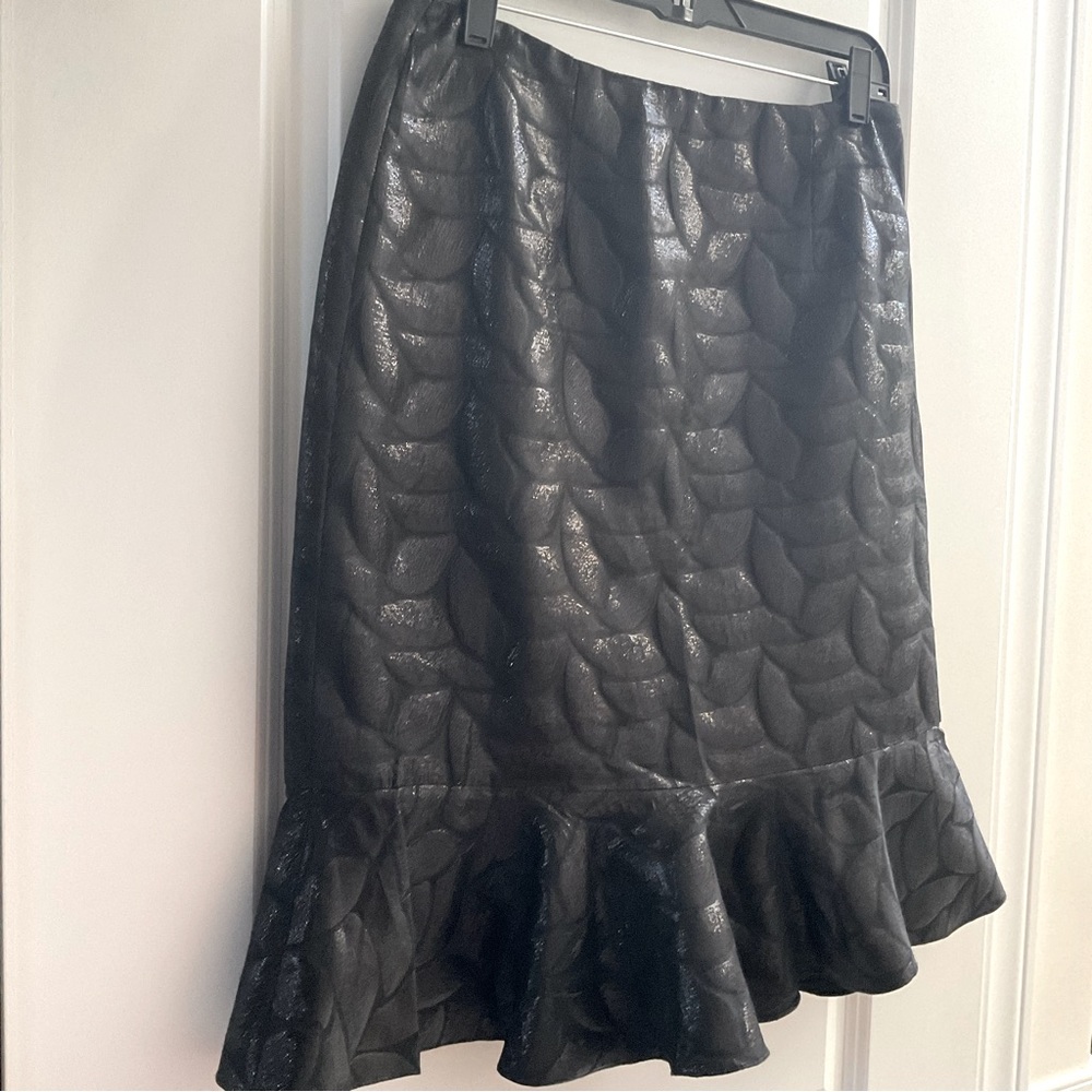 La Nuit Black Brocade Skirt